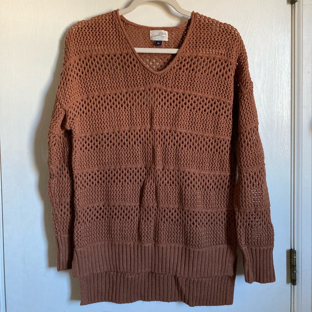 Universal Thread Rusty Brown Open Knit Long Sleeve Sweater #RW